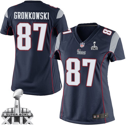 Women's Elite Rob Gronkowski Super Bowl XLIX Nike Jersey Navy Blue Home - #87 NFL New England Patriots